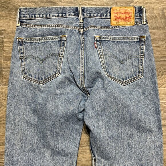 Levis 505 Mens Straight Leg Jeans W34 L30 Medium Wash Denim Regular Fit - Picture 12 of 12